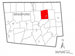 Map of Bradford County with Rome Township highlighted