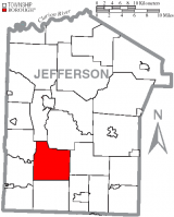 Map of Jefferson County, Pennsylvania Highlighting Oliver Township