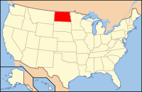 Map of the United States highlighting North Dakota