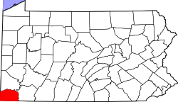 Location of Greene County in Pennsylvania