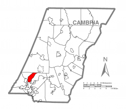 Map of Cambria County, Pennsylvania highlighting Middle Taylor Township