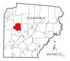 Map of Clearfield County, Pennsylvania highlighting Bloom Township