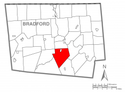 Map of Bradford County with Monroe Township highlighted