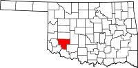Map of Oklahoma highlighting Kiowa County