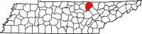 Map of Tennessee highlighting Fentress County