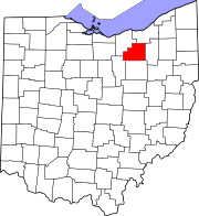 Map of Ohio highlighting Medina County
