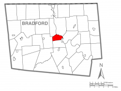 Map of Bradford County with North Towanda Township highlighted