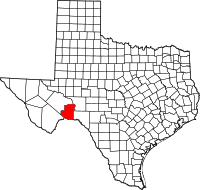 Map of Texas highlighting Terrell County