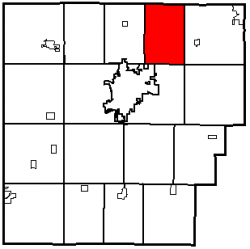 Location of Cass Township in Hancock County