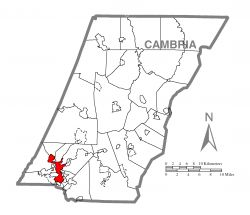 Location of Johnstown in Cambria County