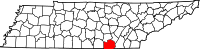 Map of Tennessee highlighting Marion County