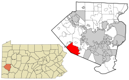 Location in Allegheny County and state of Pennsylvania