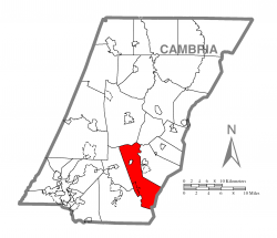 Map of Cambria County, Pennsylvania highlighting Summerhill Township