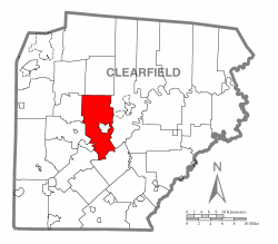 Map of Clearfield County, Pennsylvania highlighting Pike Township