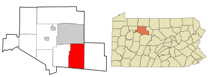 Location in Elk County and the state of Pennsylvania.
