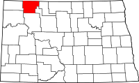 Map of North Dakota highlighting Burke County