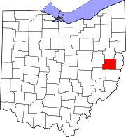 Map of Ohio highlighting Harrison County