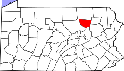 Map of Pennsylvania highlighting Sullivan County