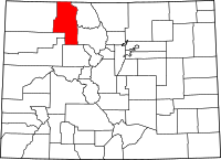Map of Colorado highlighting Routt County