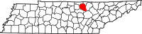 Map of Tennessee highlighting Overton County