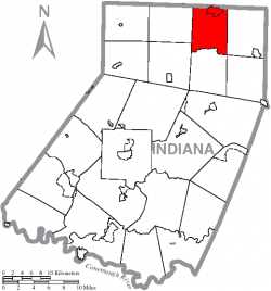 Map of Indiana County, Pennsylvania Highlighting Canoe Township