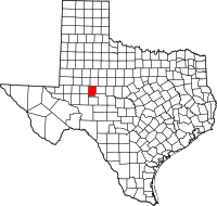 Map of Texas highlighting Sterling County