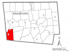 Map of Bradford County with Canton Township highlighted