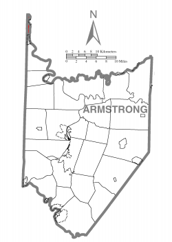 Map of Armstrong County, Pennsylvania highlighting Hovey Township