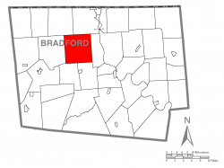 Map of Bradford County with Smithfield Township highlighted