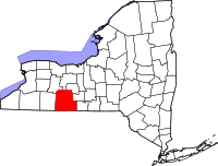 Map of New York highlighting Steuben County