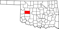 Map of Oklahoma highlighting Custer County