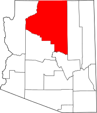 Map of Arizona highlighting Coconino County