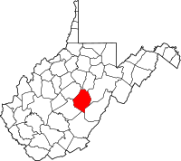 Map of West Virginia highlighting Webster County