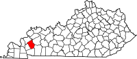 Map of Kentucky highlighting Caldwell County