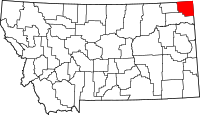 Map of Montana highlighting Sheridan County