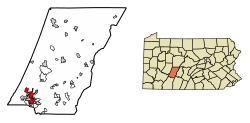 Location of Johnstown in Cambria County, Pennsylvania