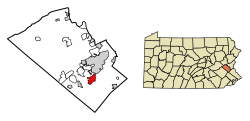 Location of Emmaus in Lehigh County, Pennsylvania.