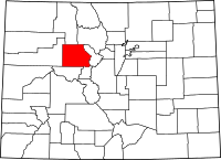 Map of Colorado highlighting Eagle County
