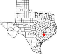 Map of Texas highlighting Colorado County