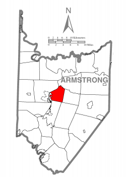 Map of Armstrong County, Pennsylvania highlighting Rayburn Township