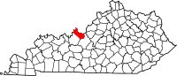 Map of Kentucky highlighting Meade County