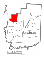 Map of Clarion County, highlighting Ashland Township