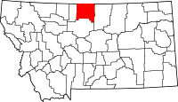 Map of Montana highlighting Hill County