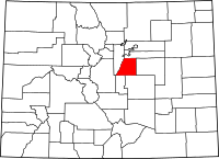 Map of Colorado highlighting Douglas County
