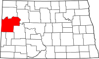 Map of North Dakota highlighting McKenzie County