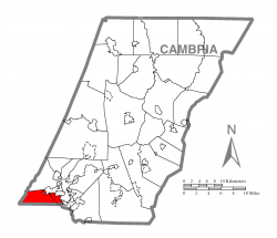 Map of Cambria County, Pennsylvania highlighting Upper Yoder Township