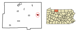 Location of Port Allegany in McKean County, Pennsylvania.