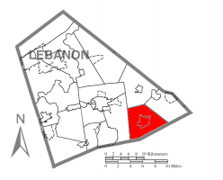 Map of Lebanon County, Pennsylvania highlighting Heidelberg Township
