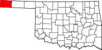 Map of Oklahoma highlighting Cimarron County