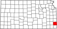 Map of Kansas highlighting Crawford County